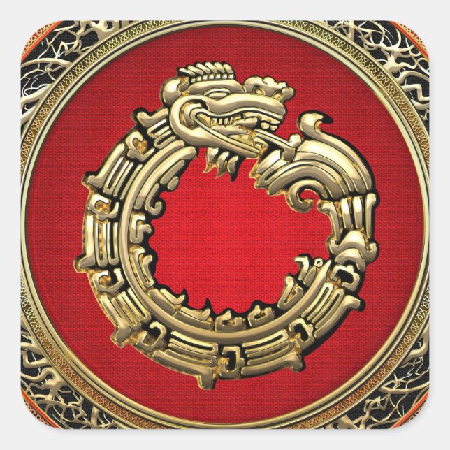 [500] Serpent God Quetzalcoatl [Gold] Square Sticker (Front)