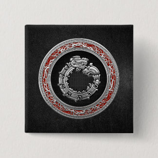 [500] Serpent God Quetzalcoatl [Silver] 15 Cm Square Badge