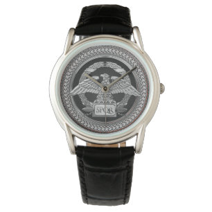 [500] Silver Roman Imperial Eagle over Medallion Watch