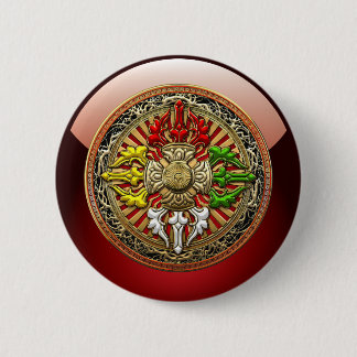 [500] Tibetan Double Dorje Mandala 6 Cm Round Badge