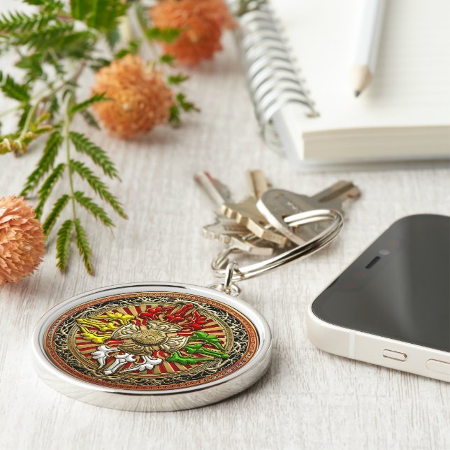 [500] Tibetan Double Dorje Mandala Key Ring (Side)
