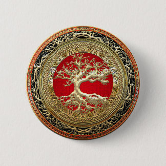 [500] Treasure Trove: Celtic Tree of Life [Gold] 6 Cm Round Badge