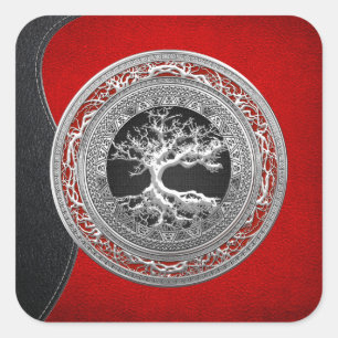 [500] Treasure Trove: Celtic Tree of Life [Silver] Square Sticker
