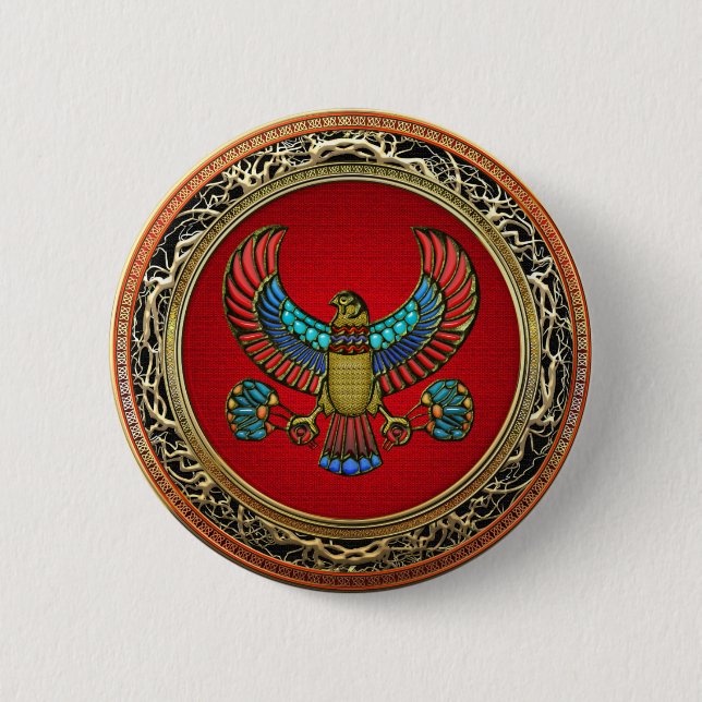 [500] Treasure Trove: Egyptian Falcon 6 Cm Round Badge (Front)