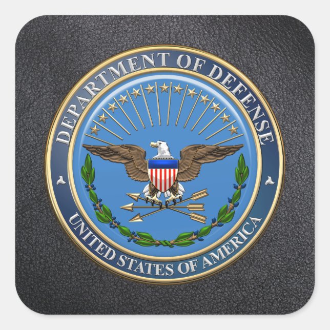 [500] U.S. Department of Defence (DOD) Emblem [3D] Square Sticker (Front)