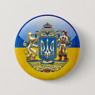[500] Ukraine: Proposed Greater Coat of Arms 6 Cm Round Badge