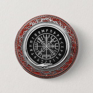 [500] Vegvisir - Viking Silver Magic Runic Compass 6 Cm Round Badge