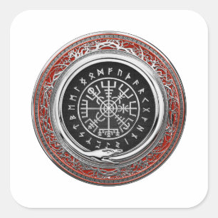 [500] Vegvisir - Viking Silver Magic Runic Compass Square Sticker