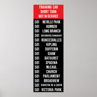 501 Queen Streetcar Rollsign Poster