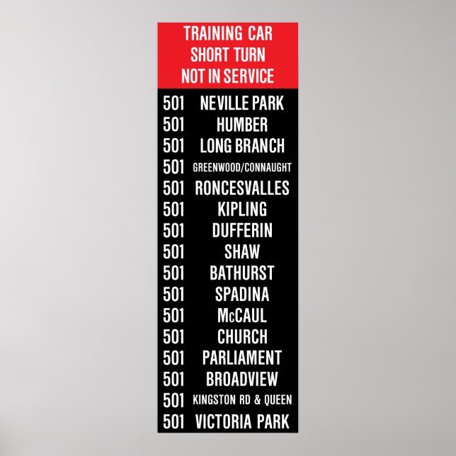501 Queen Streetcar Rollsign Poster (Front)