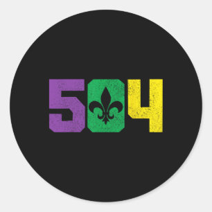 504 Area Code Pride Nola New Orleans Louisiana Mar Classic Round Sticker