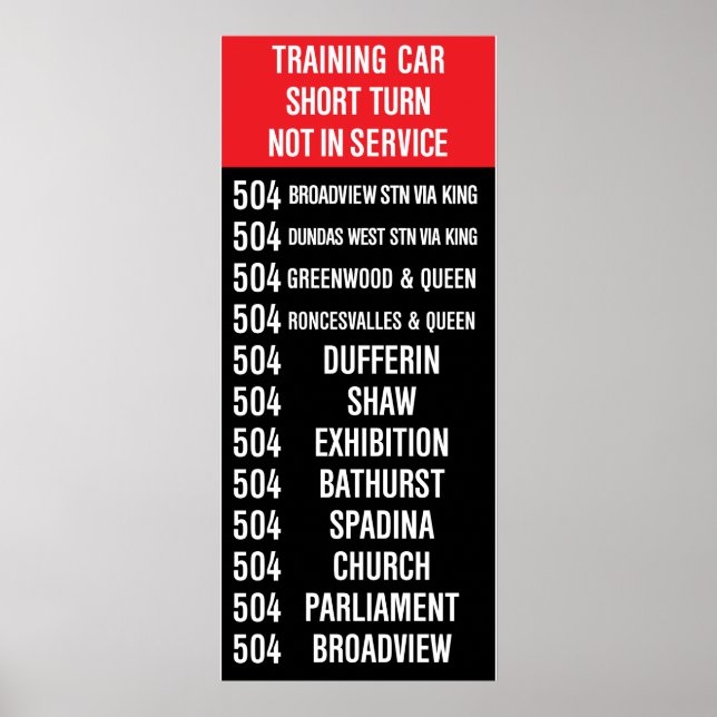 504 KING Replica Rollsign (CLRV) Poster (Front)