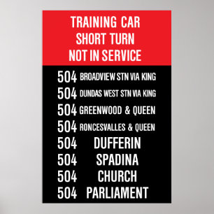 504 KING streetcar rollsign - CLRV/ALRV Poster