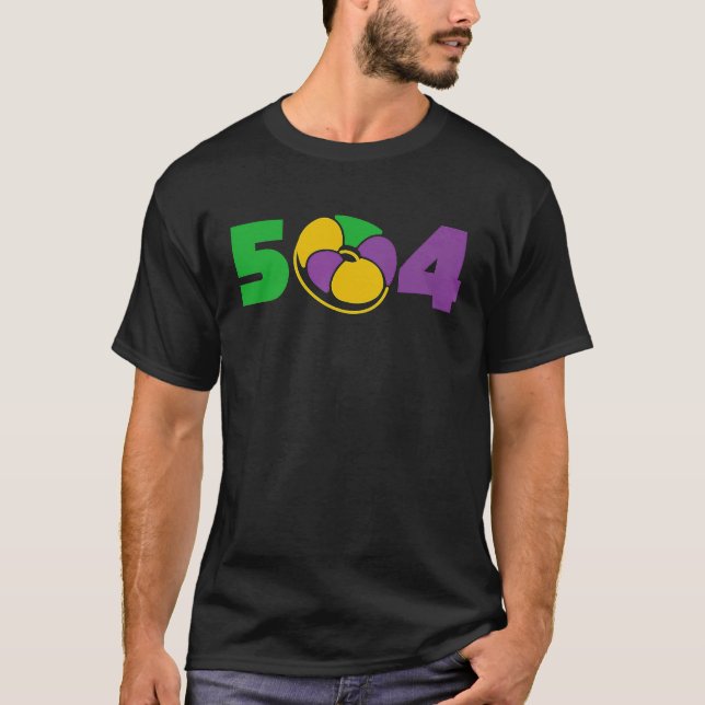 504 Mardi Gras King Cake New Orleans Parade Carniv T-Shirt (Front)