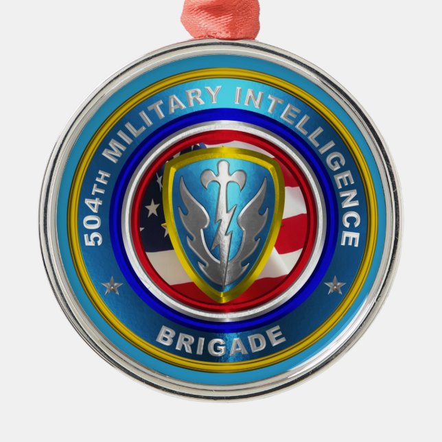 504th Military Intelligence Brigade Metal Tree Decoration (Front)