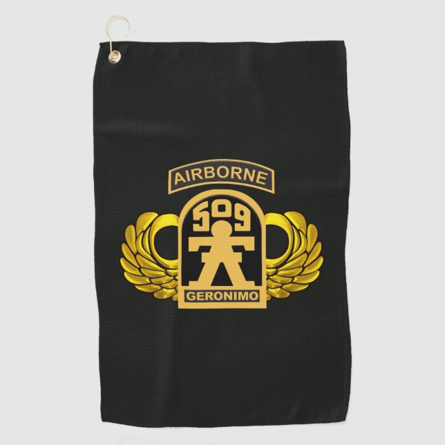 509th Parachute Infantry Regiment GERONIMO  Golf Towel (Front)