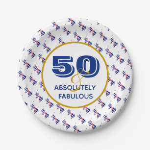 50 & Absolutely Fabulous GREAT BRITAIN Celebration Paper Plate