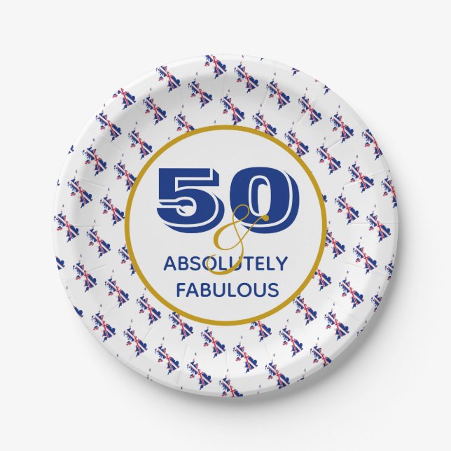 50 & Absolutely Fabulous GREAT BRITAIN Celebration Paper Plate (Front)