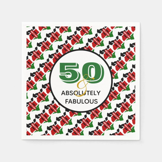 50 & Absolutely Fabulous KENYA Celebration Napkin (Front)