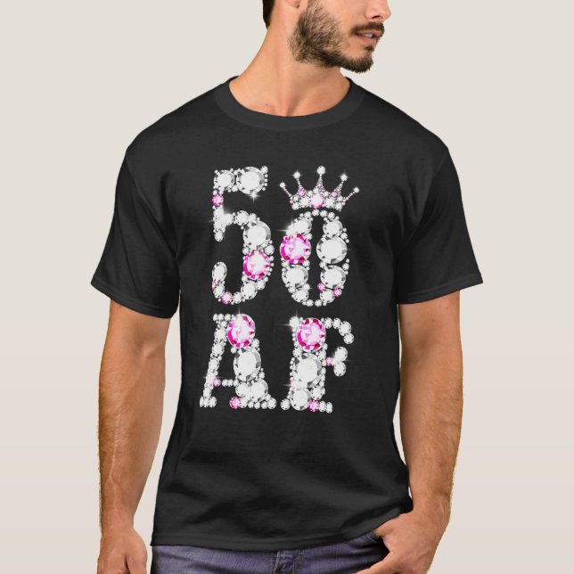 50 Af 50th Birthday 50 Years Old  Pink Diamond Cro T-Shirt (Front)