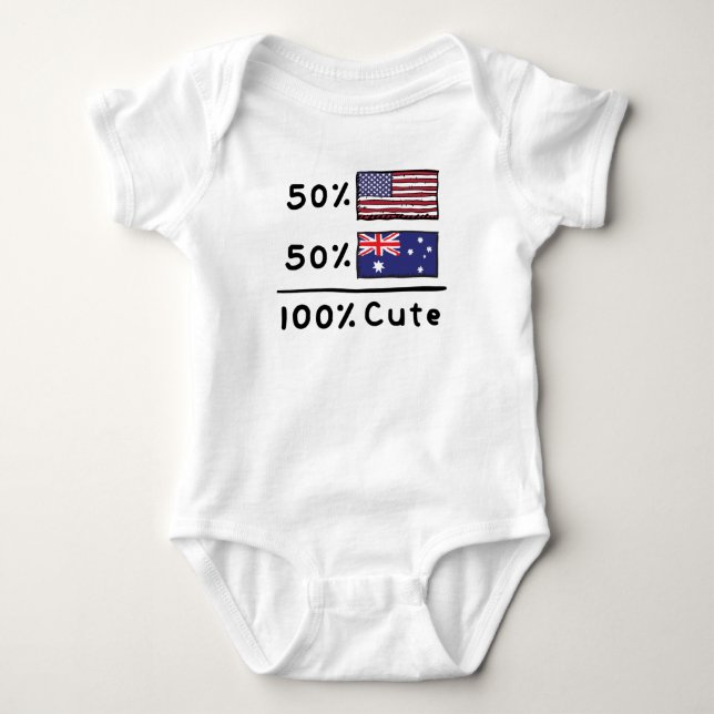 50% American 50% Australian 100% Cute Australia US Baby Bodysuit (Front)