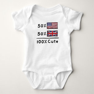 50% American 50% British 100% Cute United Kingdom  Baby Bodysuit