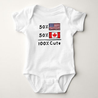 50% American 50% Canadian 100% Cute Canada USA Fla Baby Bodysuit