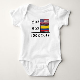 50% American 50% Colombian 100% Cute Colombia USA  Baby Bodysuit