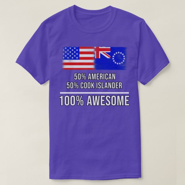 50 American 50 Cook Islander 100 Awesome Gift for  T-Shirt (Design Front)