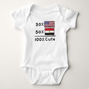 50% American 50% Egyptian 100% Cute Egypt USA Flag Baby Bodysuit