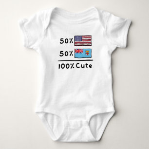 50% American 50% Fijian 100% Cute Fiji USA Flags Baby Bodysuit