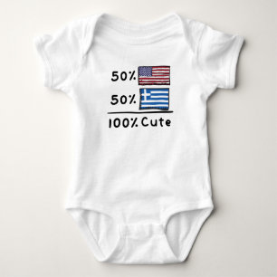 50% American 50% Greek 100% Cute Greece USA Flags Baby Bodysuit