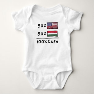 50% American 50% Hungarian 100% Cute Hungary USA F Baby Bodysuit