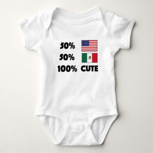 50% American 50% Mexican 100% Cute Baby USA Mexico Bodysuit