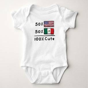 50% American 50% Mexican 100% Cute Mexico USA Flag Baby Bodysuit