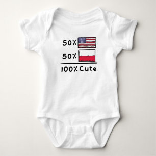50% American 50% Polish 100% Cute Poland USA Flags Baby Bodysuit