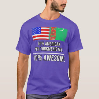 50 American 50 Turkmenistani 100 Awesome Gift for T-Shirt