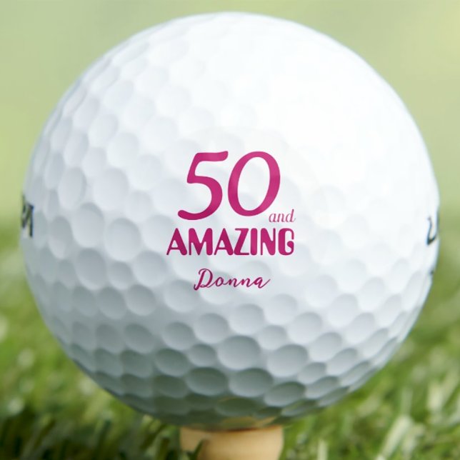 50 and Amazing Aunt Gift – Pink 50th Birthday Golf Balls (Creator Uploaded)