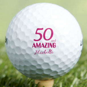 50 and Amazing Friend Gift – Pink 50th Birthday Golf Balls