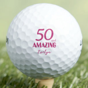 50 and Amazing Grandma Gift – Pink 50th Birthday Golf Balls