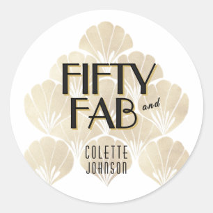 50 and Fabulous 1920s Birthday Classic Round Sticker