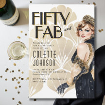 50 and Fabulous 1920s Birthday Invitation