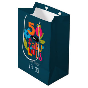 50 and Fabulous 50th Birthday Artsy Lettering Medium Gift Bag