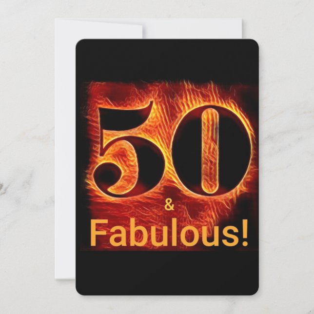 50 and Fabulous 50th Birthday Biker Flame Invitation (Front)