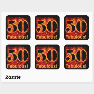 50 and Fabulous 50th Birthday Biker Flame Square Sticker