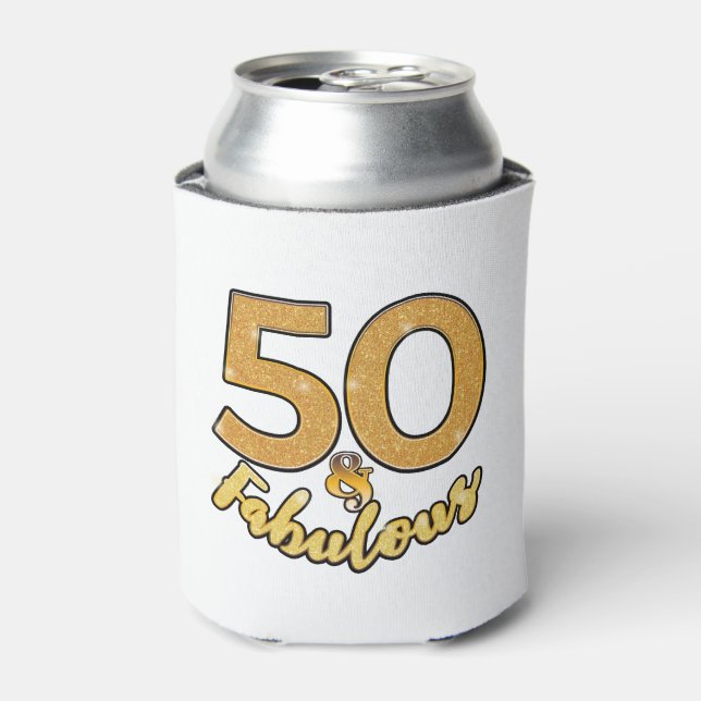 50 and Fabulous 50th Birthday Celebration Can Cooler (Can Front)