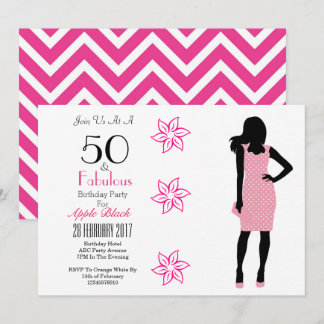 50 And Fabulous 50th Birthday Chevron Invitation