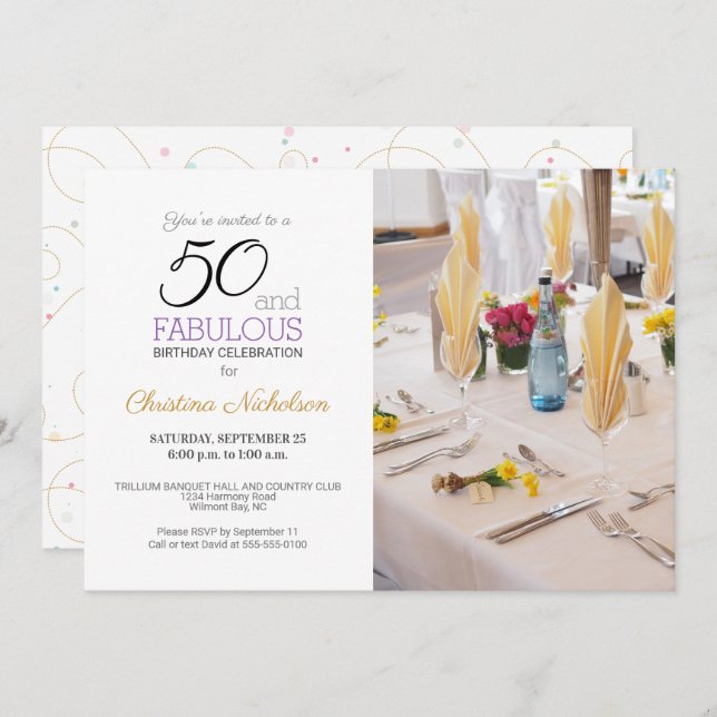 50 and Fabulous 50th Birthday Custom Photo Invitation (Front/Back)