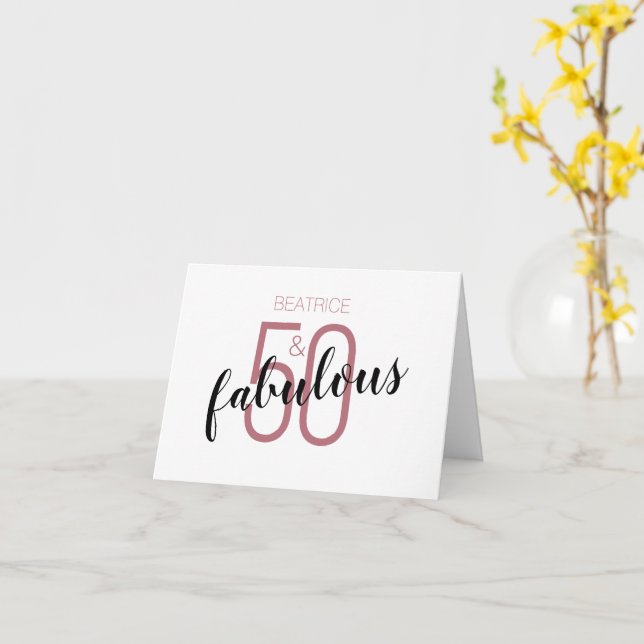 50 and Fabulous 50th Birthday Custom Rose Gold Car Card (Yellow Flower)