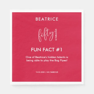 50 and Fabulous 50th Birthday Fun Fact Napkin